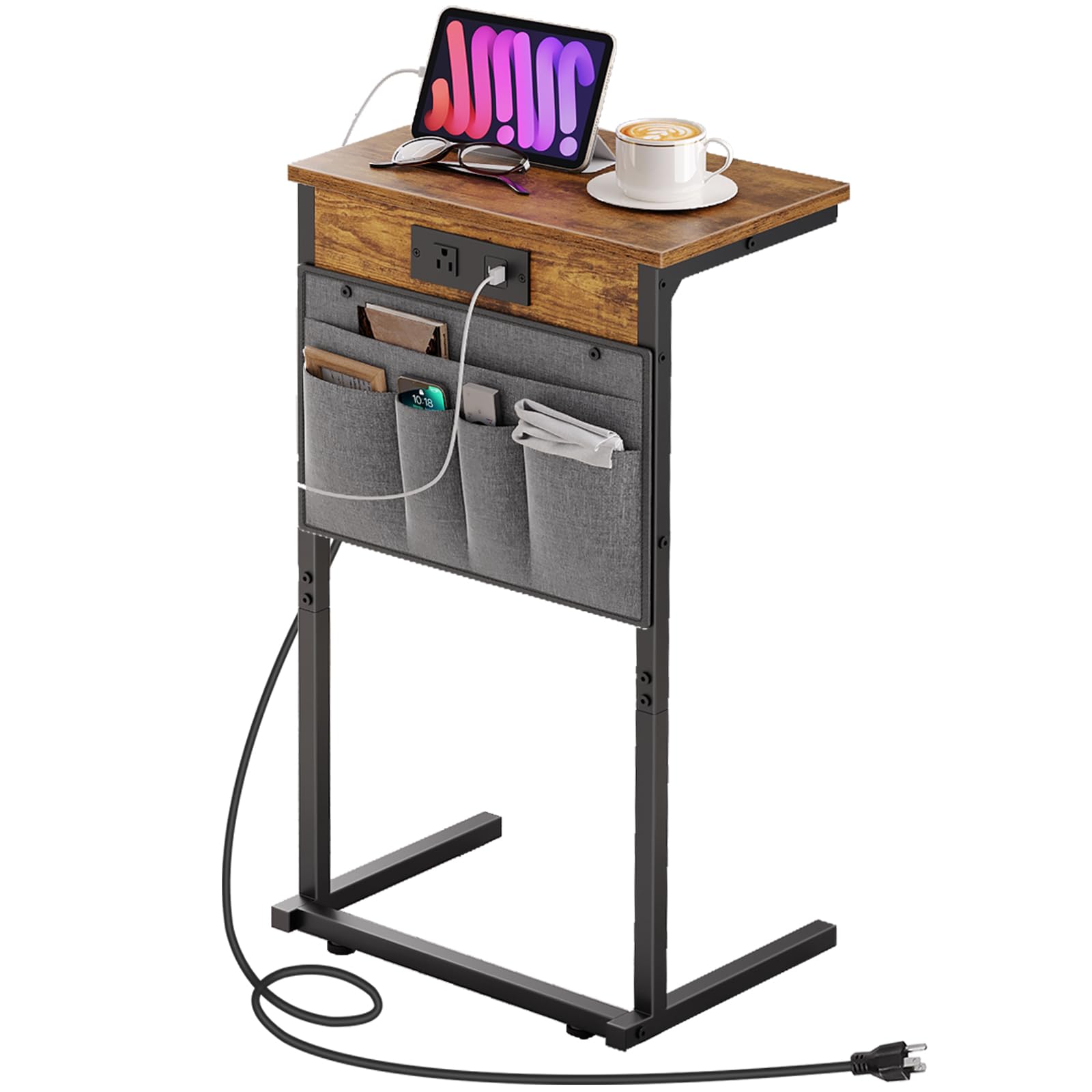 Amazon.com: HOOBRO C Shaped End Table with Charging Station